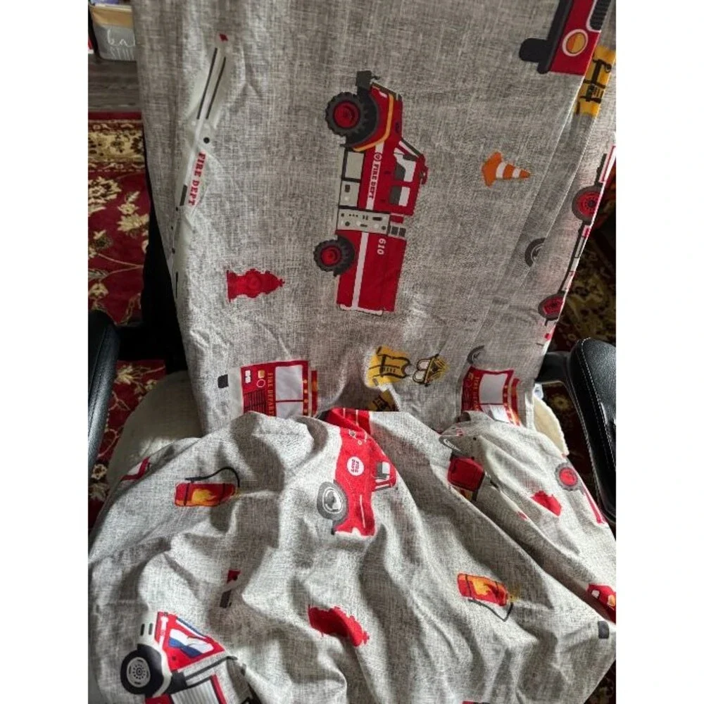 Fire Truck Print Curtains for Kids Room 52